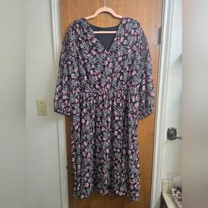 Lane Bryant Black and Pink Floral Dress